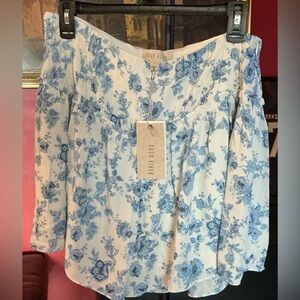 Moon River White and Blue Floral skirt